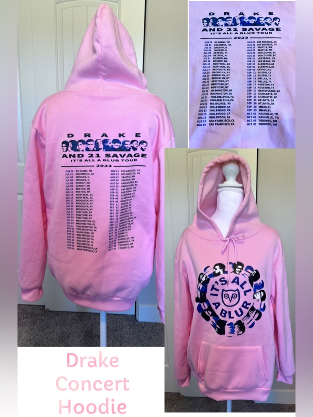 Drake & 21 Savage Authentic "It's All a Blur" Tour Hoodie 2023 Sz Medium Unisex